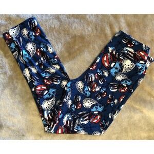 LuLaRoe Leggings Size OS Celebrate Balloons Stars Americana Red White Blue